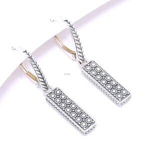 John Hardy JAI Kalahari Textured Leverback Sterling Silver Earrings 1-3/8" NIB